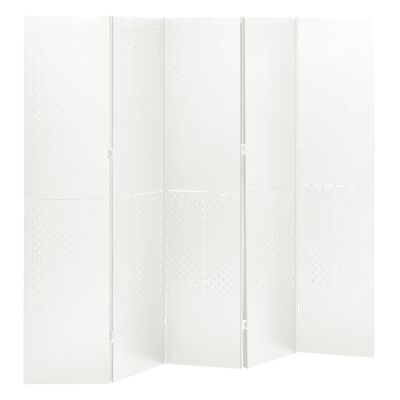 vidaXL 5-Panel Room Dividers 2 pcs White 78.7"x70.9" Steel