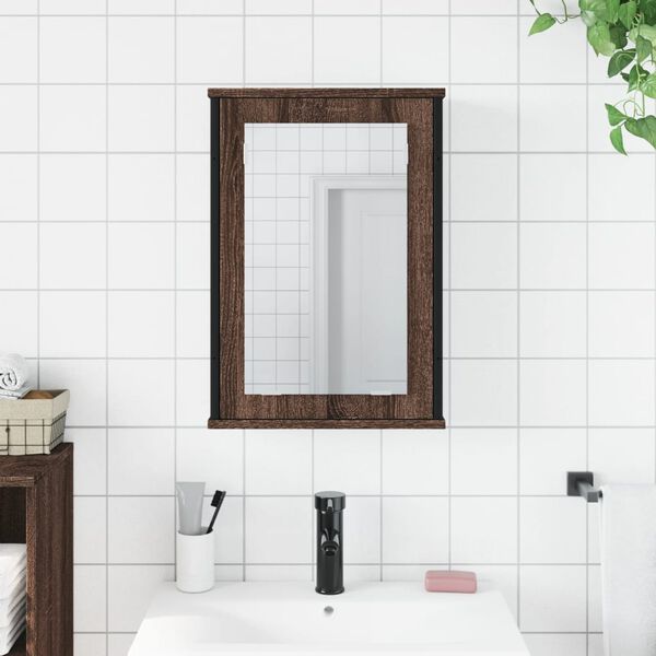 vidaXL Bathroom Mirror Cabinet Brown oak Engineered wood Medium