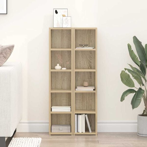 vidaXL CD Cabinet Set of 2 Sonoma oak Engineered wood Tall CD Cabinet