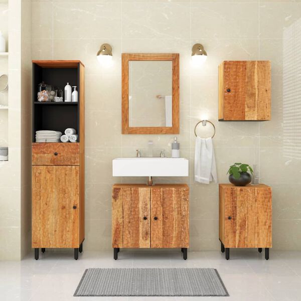 vidaXL Bathroom Cabinet Brown Solid Acacia Wood Medium Bathroom Cabinet