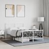vidaXL Bed Frame White Powder-Coated Steel Small Double Bed Frame