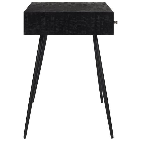 vidaXL Desk Black, Natural Wood Solid Reclaimed Teak, Iron