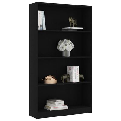 vidaXL 4-Tier Book Cabinet Black 31.5"x9.4"x55.9" Chipboard