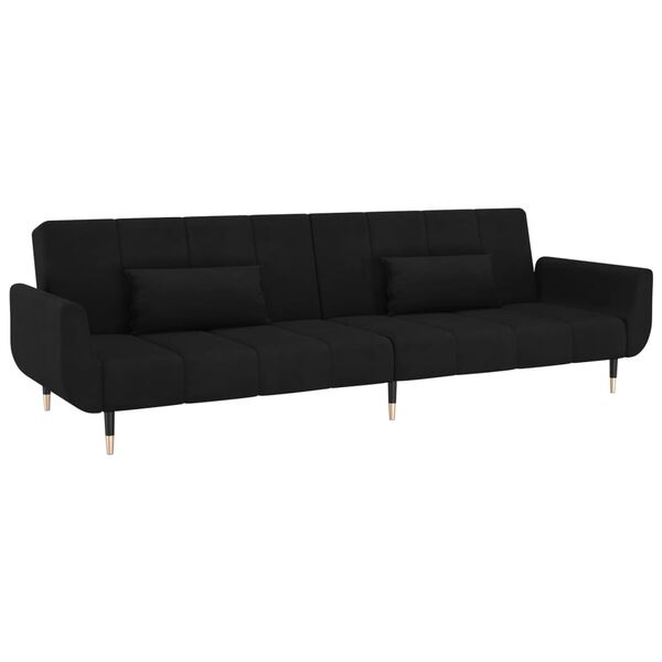 vidaXL Sofa Bed Black Velvet (100% polyester), wood, metal 2-Seater
