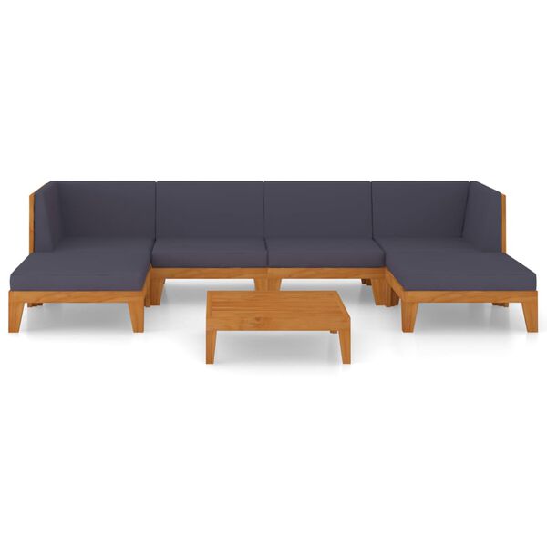 vidaXL Garden Lounge Set Dark grey Solid acacia wood, 100% polyester