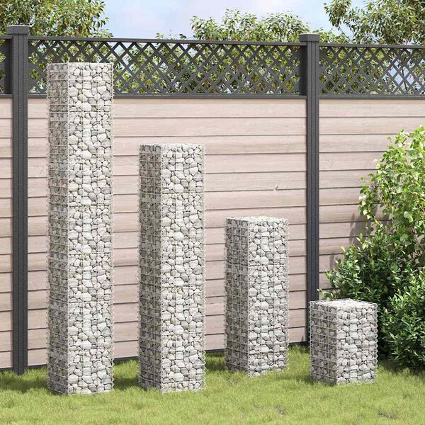 vidaXL Gabion Raised Bed Silver Iron Medium Durable Gabion Raised Bed