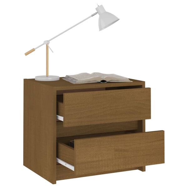 vidaXL Bedside Cabinet Honey Brown 15.7"x12"x14" Solid Wood Pine