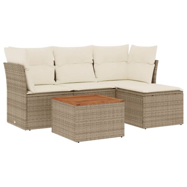 vidaXL Garden Sofa Set Beige PE rattan Medium Modular