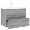 vidaXL Sink Cabinet With Basin Grey Sonoma, White Engineered wood, Ceramic