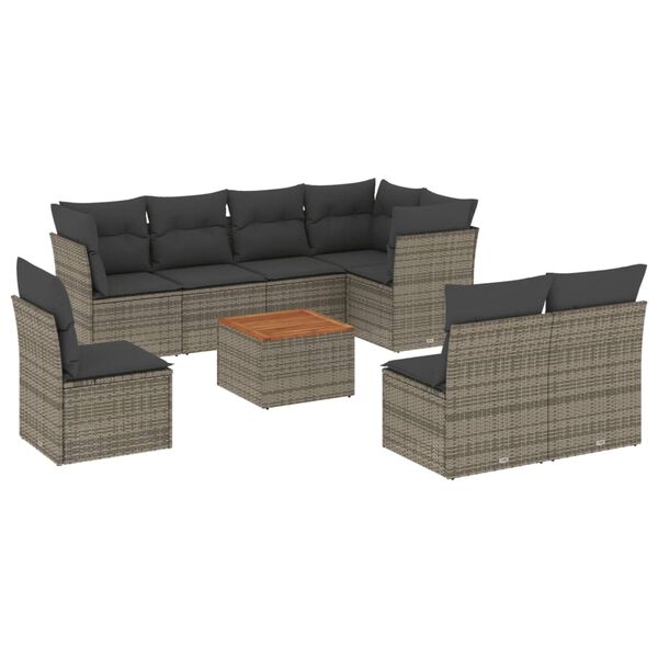 vidaXL Garden Sofa Set Grey PE Rattan Large Modular Garden Sofa Set