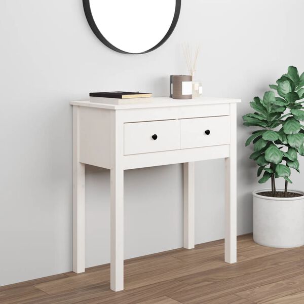 vidaXL Console Table White Solid pine wood Medium Console Table