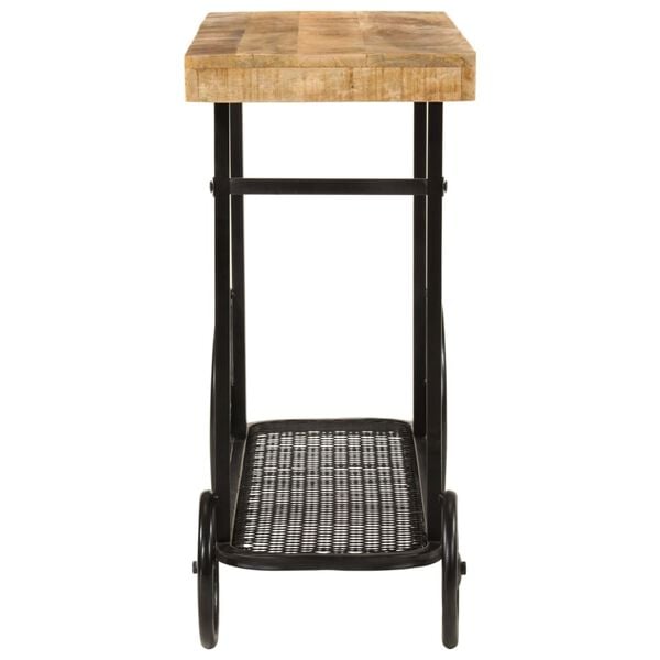 vidaXL Console Table Natural, Black Solid Mango Wood, Powder-Coated Iron
