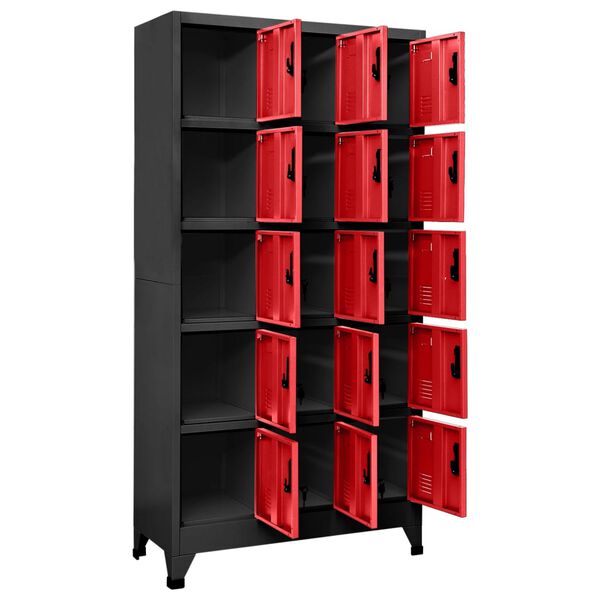 vidaXL Locker Cabinet Anthracite and Red Steel Large Locks
