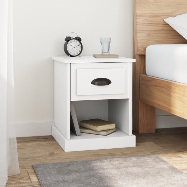 vidaXL Bedside Cabinet Set of 2 White Engineered wood