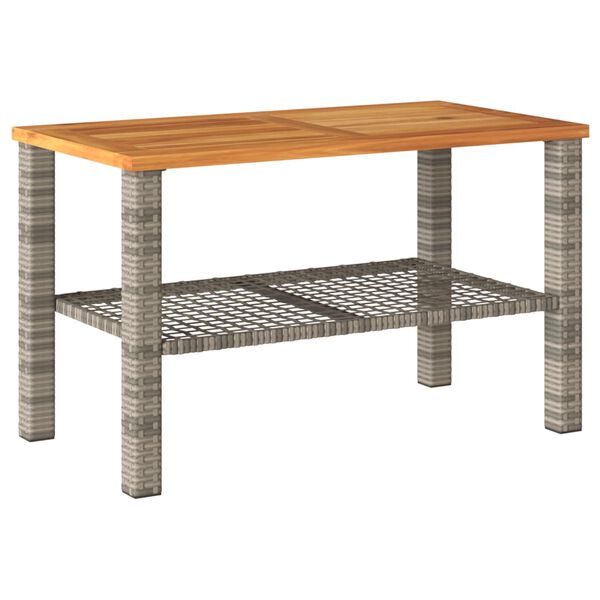 vidaXL Garden Table Grey PE Rattan Medium Durable Garden Table