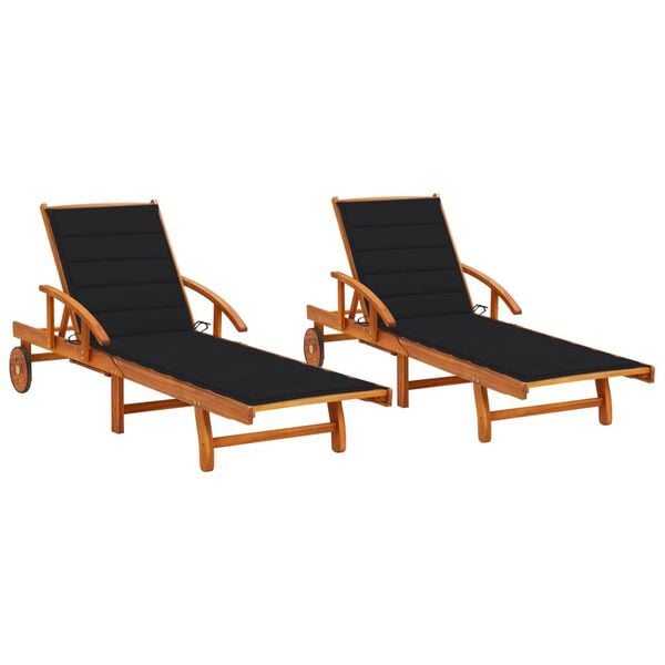 vidaXL Sun Lounger Natural wood Solid acacia wood Standard