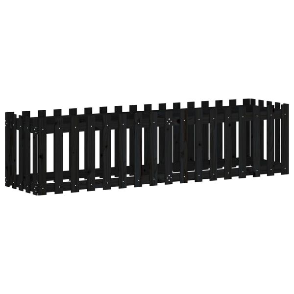 vidaXL Garden Raised Bed Black Solid pine wood Large Durable