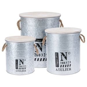 H&S Collection Household Storage Box Set of 3 Silver