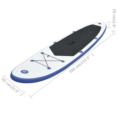 vidaXL Stand Up Paddle Board Set SUP Surfboard Inflatable Blue and White