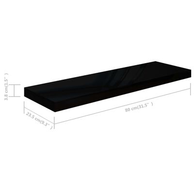 vidaXL Floating Wall Shelf High Gloss Black 31.5"x9.3"x1.5" MDF