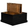 vidaXL Storage Chest Black Solid Pine Wood, Metal Medium Storage Chest