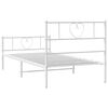 vidaXL Bed Frame White Powder-Coated Steel Twin Bed Frame Rectangular