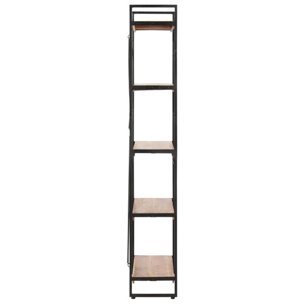 vidaXL Bookcase Natural wood and black Solid Acacia wood and steel