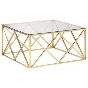 vidaXL Coffee Table Gold Stainless Steel and Tempered Glass
