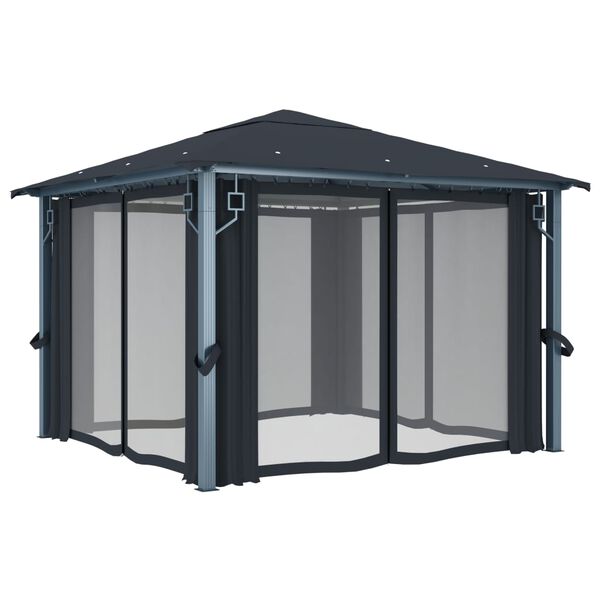 vidaXL Gazebo with Curtain 118.1x118.1" Anthracite Aluminium