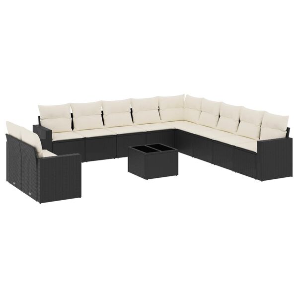 vidaXL Garden Sofa Set Black, Cream White