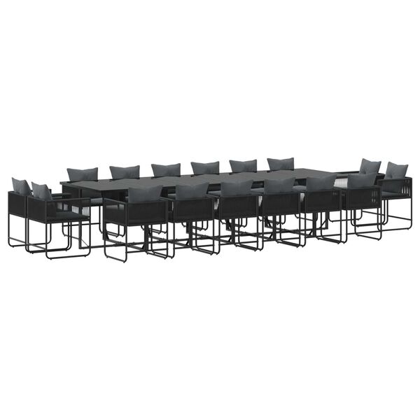 vidaXL Garden Dining Set 17 pcs Black Steel
