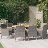 vidaXL Patio Dining Set Set of 8 Grey Solid Acacia Wood 9 Piece