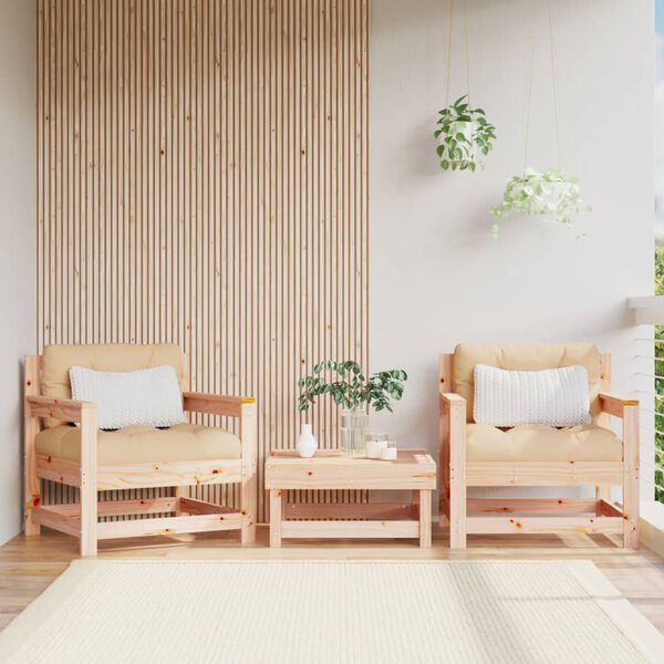 vidaXL Garden Chair Natural Wood Solid pinewood Standard Modular