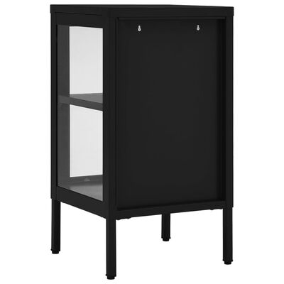 vidaXL Sideboard Black 15"x13.8"x27.6" Steel and Glass