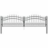 vidaXL Fence Gate with Spear Top Black 120.1"x 29.5" Powder-coated Steel