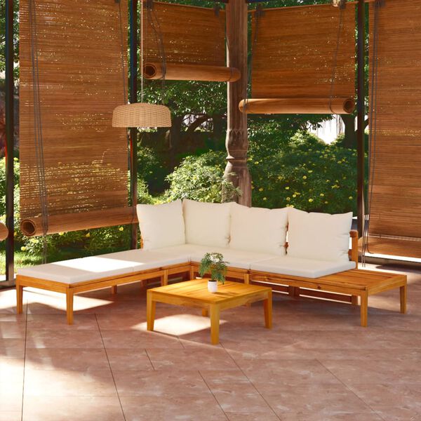 vidaXL Garden Lounge Set Cream White Solid Acacia wood Large Modular