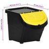 vidaXL Stackable Waste Bins with Lids 3 pcs Black PP 20.6 gal