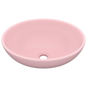 vidaXL Luxury Basin Oval-shaped Matt Pink 15.7x13.0" Ceramic