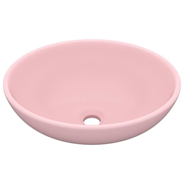 vidaXL Luxury Basin Oval-shaped Matt Pink 15.7x13.0" Ceramic