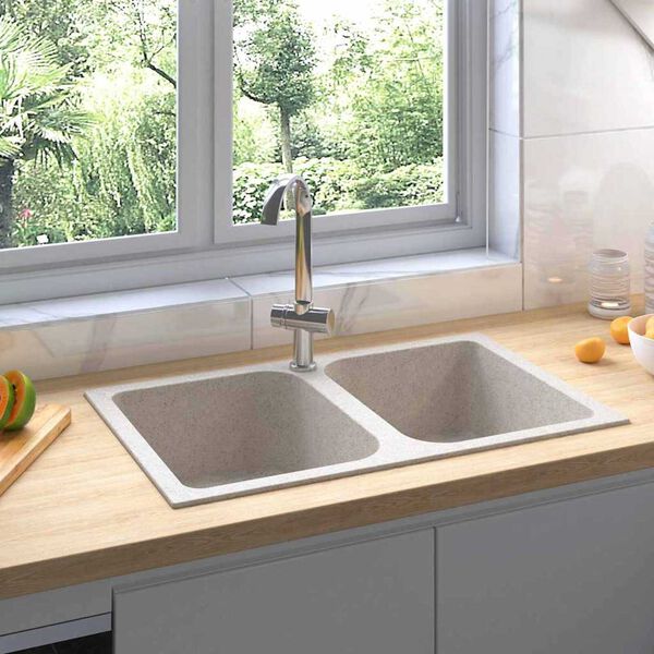 vidaXL Kitchen Sink Beige 76 x 48 x 30 cm Granite