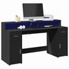 vidaXL Desk with LED Lights Black 63.0x21.7x35.8" Engineered Wood