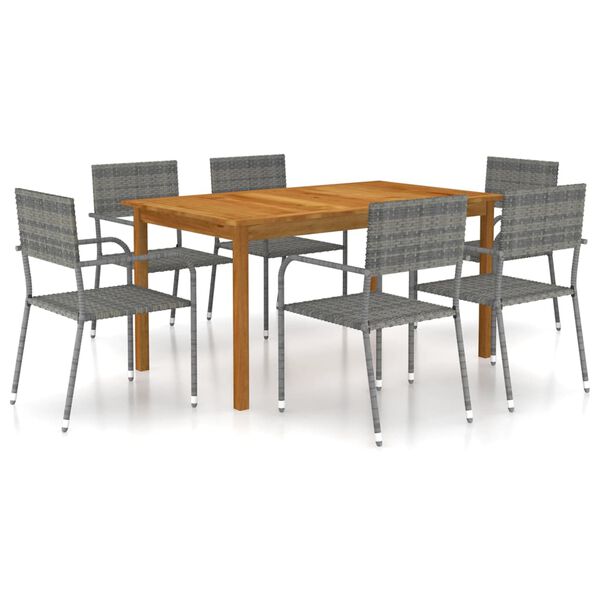 vidaXL Dining Set Grey Solid Acacia wood Standard Stackable Dining Set