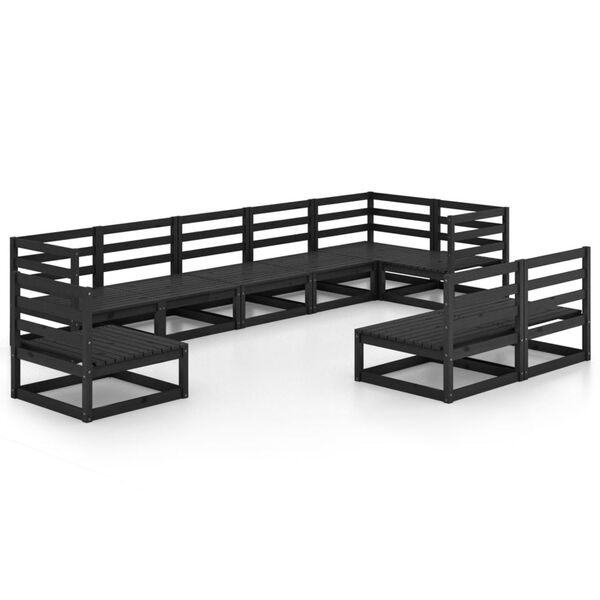 vidaXL Garden Lounge Set Black Solid pine wood Modular Garden Lounge Set