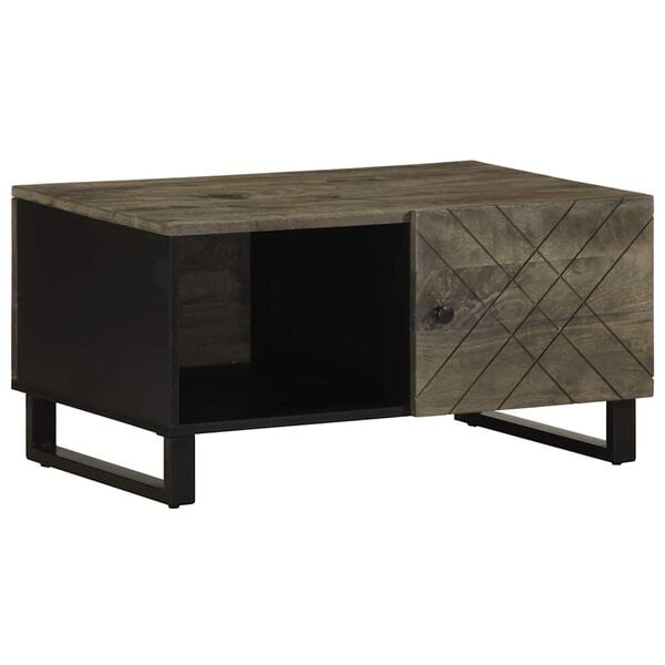vidaXL Coffee Table Black Solid mango wood with grey finish Medium