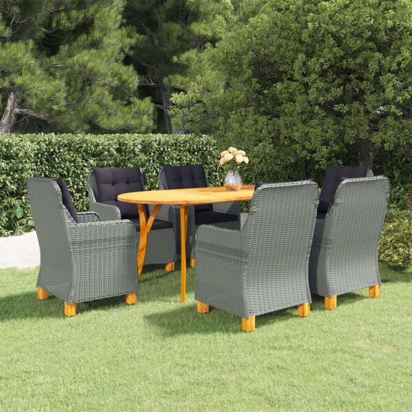 vidaXL 7 Piece Patio Dining Set Light Gray