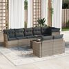 vidaXL Garden Sofa Set Grey PE rattan, powder-coated steel, tempered glass
