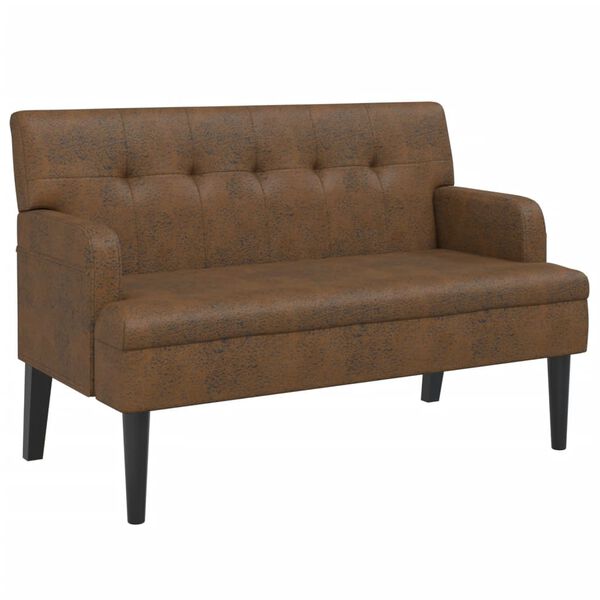vidaXL Bench Brown Faux suede leather (100% polyester) Medium Bench