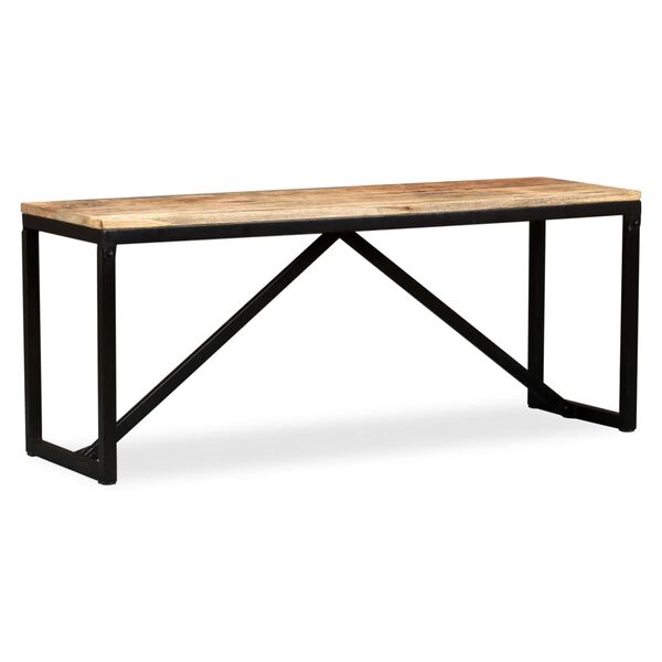 vidaXL Bench Wood with Black Legs Solid Mango Wood, Steel Medium Durable