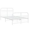 vidaXL Bed Frame White Steel Small Double Bed Frame Rectangular