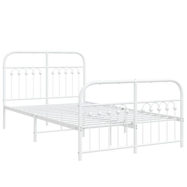 vidaXL Bed Frame White Steel Small Double Bed Frame Rectangular